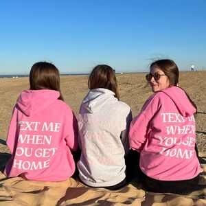 Pink “Text Me When You Get Home” Lonely Ghost Hoodie